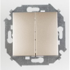 Фото Выключатель двухклавишный 16А 250В винтовой зажим шампань Simon 1591398-034