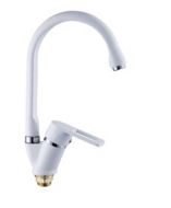 Фото Смеситель д/кухни SL77W-017F-1 одноручковый, Белый/хром, высок.излив, РМС