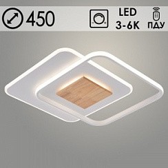 фото Люстра LI08000/450 PR WT+WOOD белый/дерево 110W LED 3000K-6000K d450 ПДУ(ИК) диммер, HN24