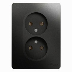 Фото Розетка 2-м б/з в сборе Антрацит GLOSSA GSL000720