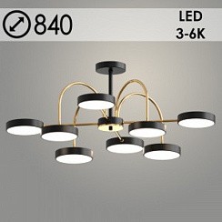 фото Люстра XI3249/8 BK+FGD черный/золото 144W LED 3000-6000K d840 h330, HN23