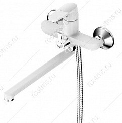 Фото Смеситель д/ванны SL123W-006E одноручковый, Белый/хром, длин.излив, РМС