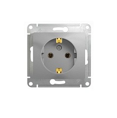 Фото Розетка 1-м c/з в рамку алюм. GLOSSA GSL000343