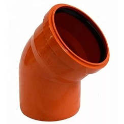 Фото Отвод Ду110 45гр. Наружный ПП оранж.