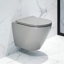 Фото Унитаз подвесной K505GM серый матовый безободковый, сиденье тонкое ДП, крепления