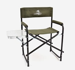 Фото Кресло складное СЛЕДОПЫТ, 560х470х830 мм, со столиком, сталь 22 мм, хаки/2/