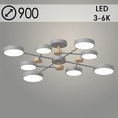 фото Люстра XI3221/8 GRAY+WOOD серый/дерево 120W LED 3000-6000K d900 h170, HN22