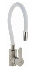 Фото Смеситель д/кухни T40193B одноручковый,с гибким изливом Ø35 (SUS304),белый OUTE