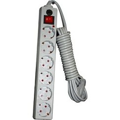 Фото Фильтр сетевой 6 гнёзд, 1.8м, сер., ПВС 3х0.75, 967U-5001, UNIVersal