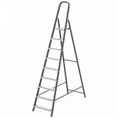 Фото Стремянка, 9 ступеней, стальной профиль, алюминиевые ступени Россия Сибртех