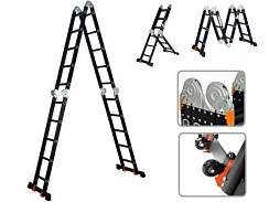 Фото Лестница алюм. многофункц. 4х4 ступ.(стрем.-229см,лестн.-465см) 13,8кг BLACK LINE STARTUL