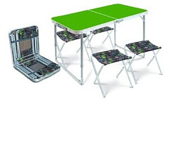 Фото Набор мебели туристич складной ССТ-К2/6 стол+4стула Зеленый+дуб. листья (столешница 1020*500мм) Nika