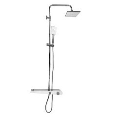 Фото Смеситель+Стойка душевая "тропический душ" с двумя лейками НОВАЯ СИСТЕМА ,белый/хром GFmark 3073