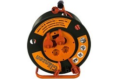 Фото Удлинитель силовой на катушке 4х50м.,с/з,16А, ПВС 3х1.5, IP44, GLANZEN