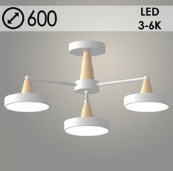 фото Люстра XI3277/3 WT+WOOD белый/дерево 54W LED 3000-6000K d600 h235, HN23