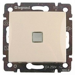 Фото Механизм выкл. 1-кл. сл. кость с зел. инд., VALENA Leg 774310