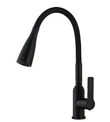 Фото Смеситель д/кухни Yindaf Y49159-8, с высоким силиконовым изливом, 35 мм, Черный, Латунь