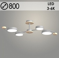 фото Люстра XI3261/4 GRAY+WOOD серый+дерево 60W LED 3000-6000K d800 h200, HN23