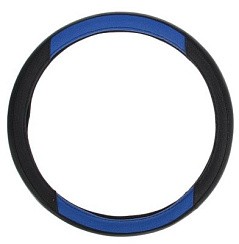 Фото Оплетка на рулевое колесо M 38см натуральная кожа черно-синяя ARNEZI A0501006