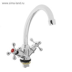 Фото Смеситель д/кухни S11-271F-K-1 KOMRAD двухрычажный, хром, подводка в комплекте