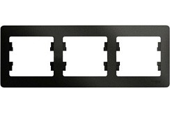 Фото Рамка 3 поста горизонтальная антрацит Glossa GSL000703