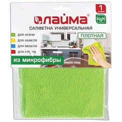 фото Салфетка из микрофибры ЛАЙМА универсальная 30х30 зеленая
