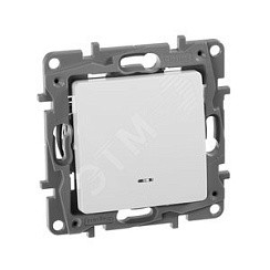 Фото Переключатель 1 кл. в рамку, с подсветкой, Белый, автомат. зажимы, 10AX, ETIKA