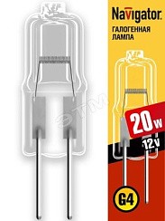 Фото Лампа галогенная КГМ 20Вт 12В G4 капсульная Navigator 13929