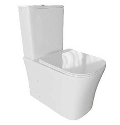 Фото Унитаз-компакт безободковый WAVE PROMO гориз, нижн, 2-кн.арм, сид. дюропл, м/л, быстр, БЕЛЫЙ глянец