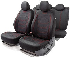 Фото Авточехлы ARROW жаккард(11 предметов) черный/красный ARW1102 BK/RD