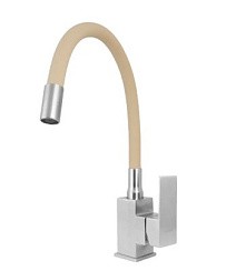 Фото Смеситель для кухни Lemen LA9006M,однорычажный, D35, нержавеющая сталь,бежевый гибкий излив