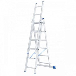 Фото Лестница, 3 х 6 ступеней, алюминиевая, трехсекционная СИБРТЕХ // Pоссия