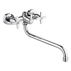 Фото Смеситель д/ванны SL72-140 двуручковый, длинный излив, Хром, РМС