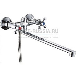 Фото .Смеситель д/ванны двуручковый T6323 Латунь, Нажимной дивертор, Хром, Oute РАСПРОДАЖА