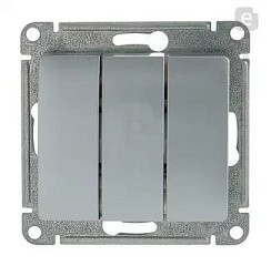Фото Выключатель 3-кл. в рамку алюм. ах.10 GLOSSA GSL000331