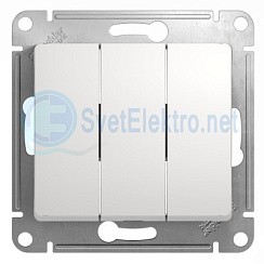 Фото Выключатель 3-кл. в рамку белый сх.3 GLOSSA GSL000131
