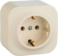 Фото Розетка 1-м ОП Quteo 16А IP20 2P+E с заземл. без защ. шторок сл. кость Leg 782241