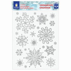фото Украшение для окон и стекла ЗОЛОТАЯ СКАЗКА "Снежинки объемные 1", 30*38 см, ПВХ, 591258