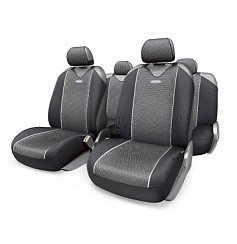Фото Чехол-майка CARBON PLUS закрытое сиденье,9 предметов,черный/cерый  CRB902P BK/GY