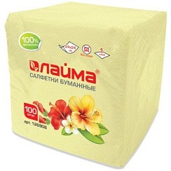 фото Салфетки бумажные ЛАЙМА  жёлтые 100 шт  24х24 см