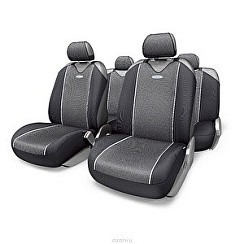 Фото Чехлы ВАЗ 2191 Гранта Liftback Марафон комплектация Люкс велюр/кожзам сумка 13пр серый