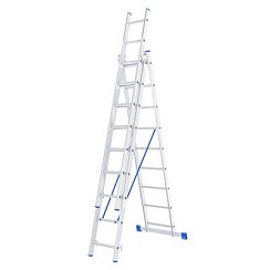 Фото Лестница, 3 х 9 ступеней, алюминиевая, трехсекционная СИБРТЕХ // Pоссия
