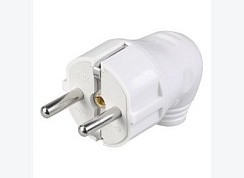 Фото Вилка электрич. с заземл. угл. Белая 16А (IEK) EVP11-16-01-K01