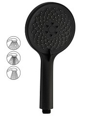 Фото Лейка душевая массажная,круглая,черная матовая, 3 режима GFmark 6084