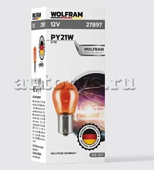 Фото Автолампа PY21W 12V 21W BAU15s WOLFRAM оранж, поворотники