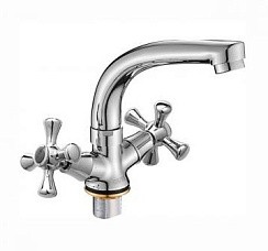 Фото Смеситель д/кухни T5813BC-9 двуручковый на гайке, (Lt), хром OUTE