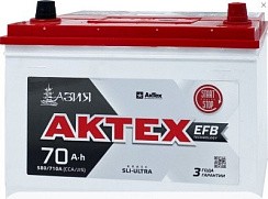 Фото АКБ 70а/ч о/п Asia 580A АКТЕХ (L=258; b=172; h=220)