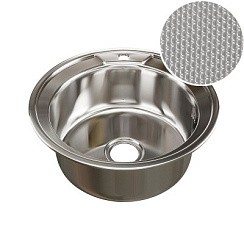 Фото Мойка врезная Круглая D 51 см, 0,8мм, 180мм, выпуск 3 1/2, ДЕКОР, сифон, MIXLINE