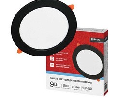 фото Светильник светодиодный RLP-VC 965BL 9Вт 6500К IP40 630лм 230В 118мм круглый встраив. панель черн.