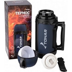 Фото Термос (HS.TM-041) 1400ML (крышка-кружка с ручк, доп.пл.чашка, скл.ручки, ремень) TONAR